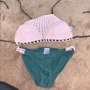Xhilaration Pink and Green Bikini Set